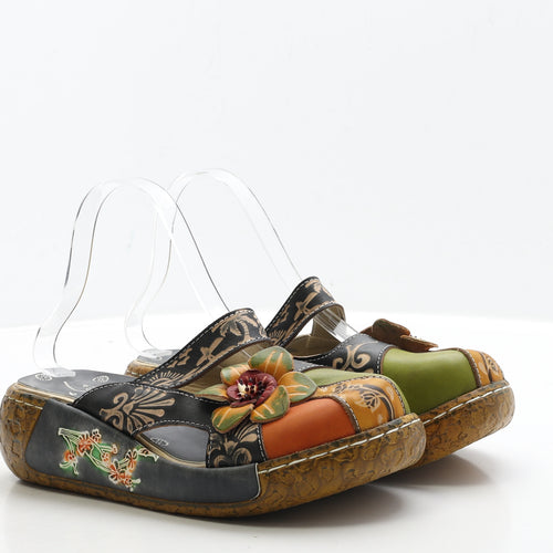 Preworn Womens Multicoloured Geometric Leather Slip On Sandal UK 7 40