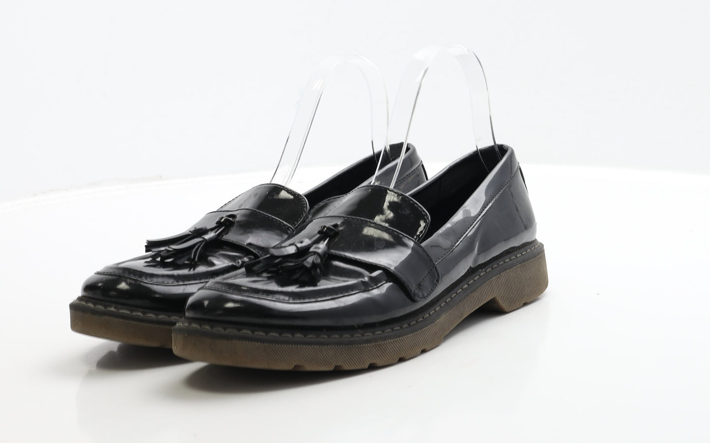 Graceland Womens Black Patent Leather Loafer Flat UK 7 40
