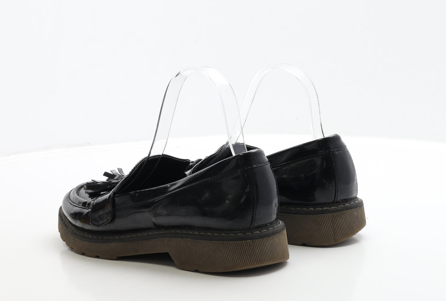 Graceland Womens Black Patent Leather Loafer Flat UK 7 40