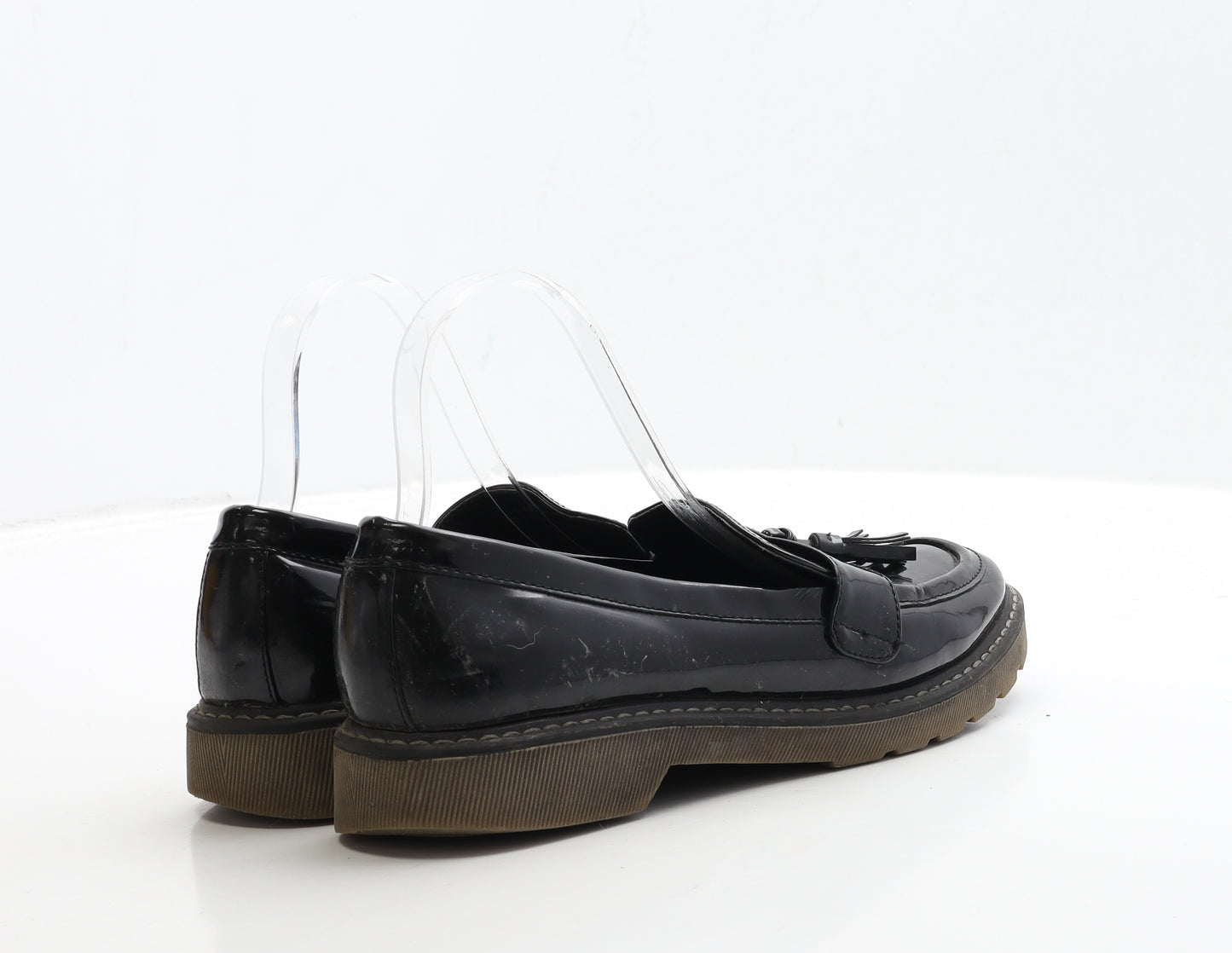 Graceland Womens Black Patent Leather Loafer Flat UK 7 40