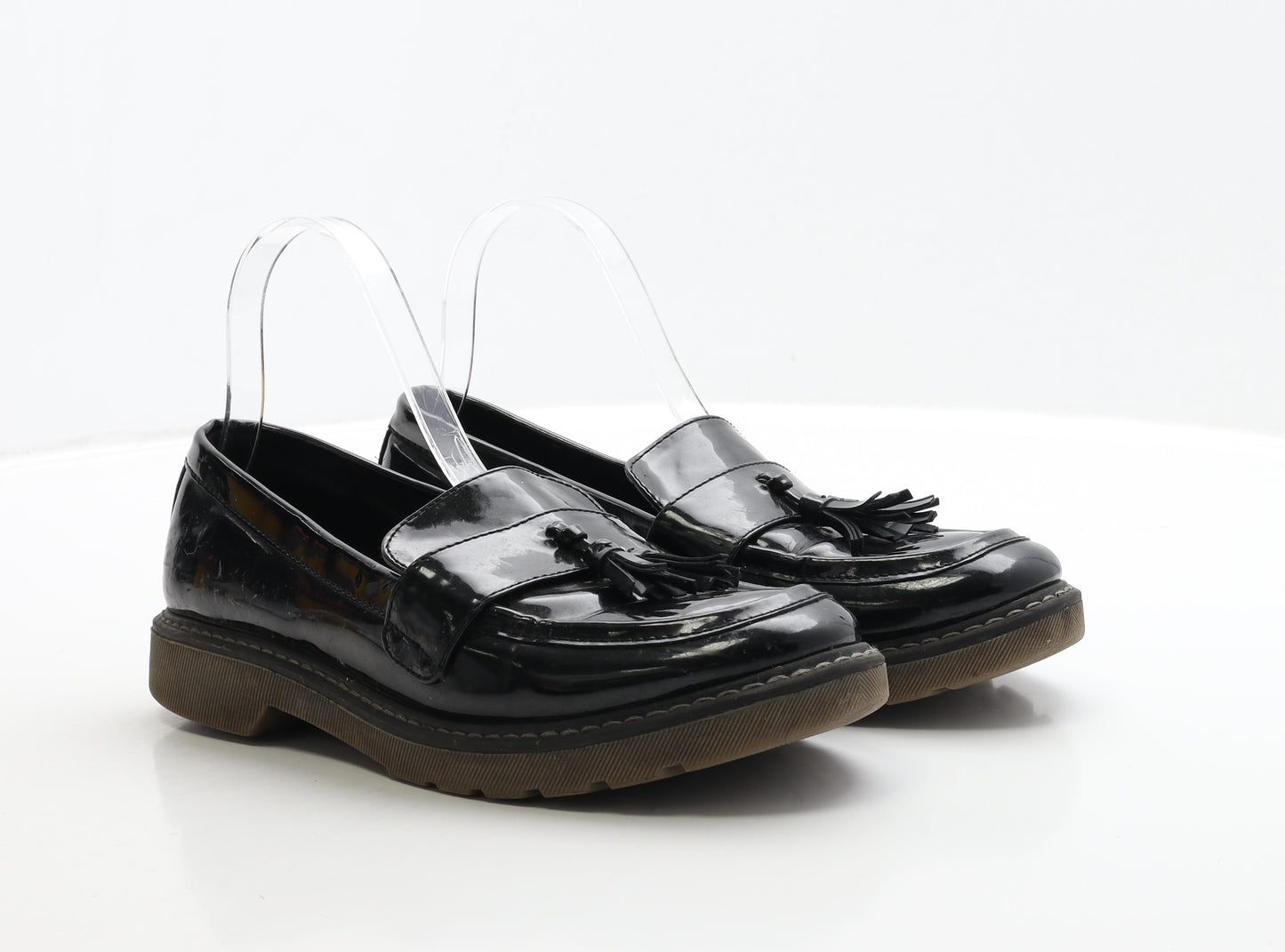 Graceland Womens Black Patent Leather Loafer Flat UK 7 40