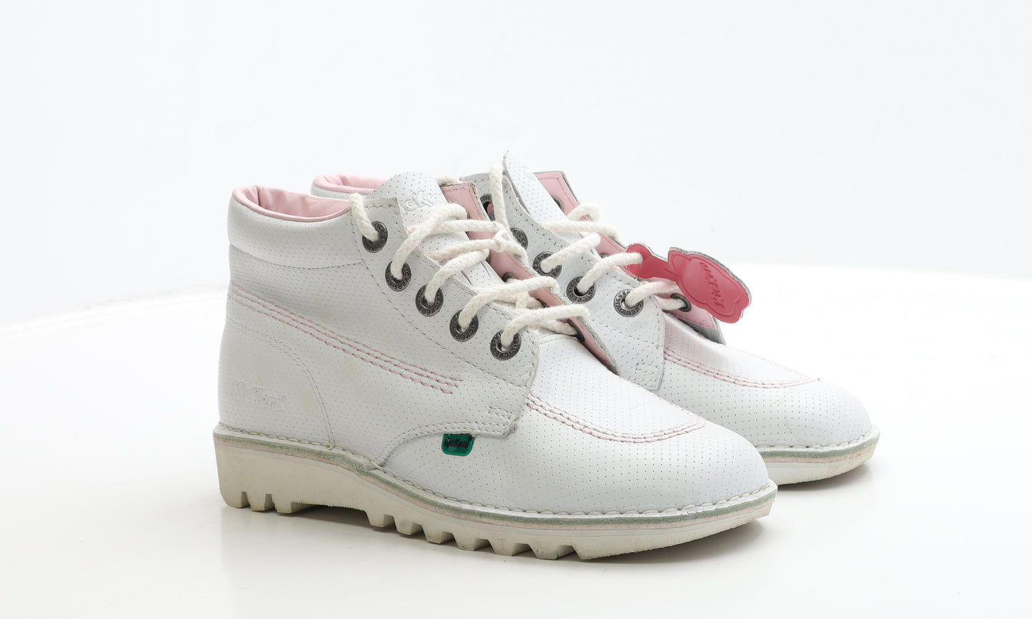 Kickers Womens White Leather Bootie Boot UK 7 40