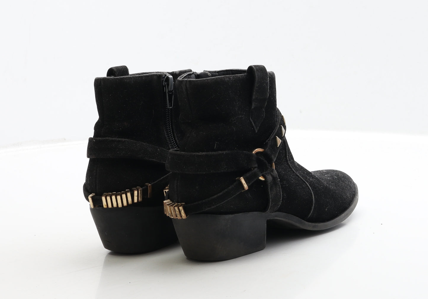 Matalan Girls Black Suede Cowboy Boot UK 2 24