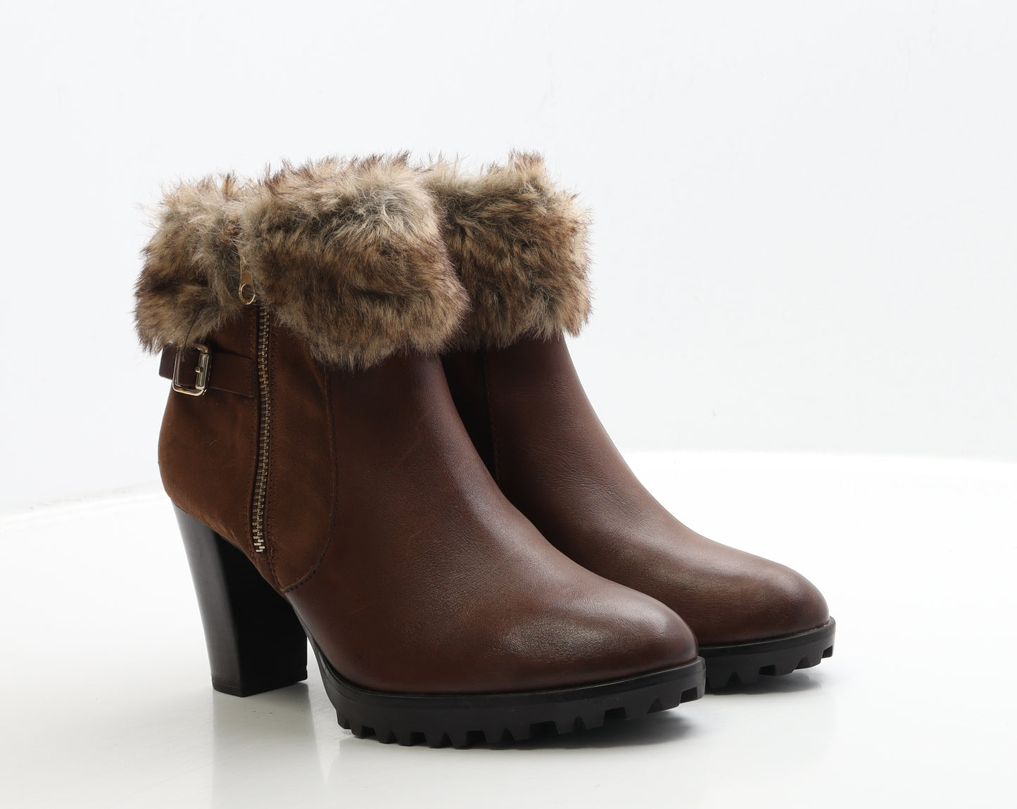 Preworn Womens Brown Leather Bootie Boot UK 6.5