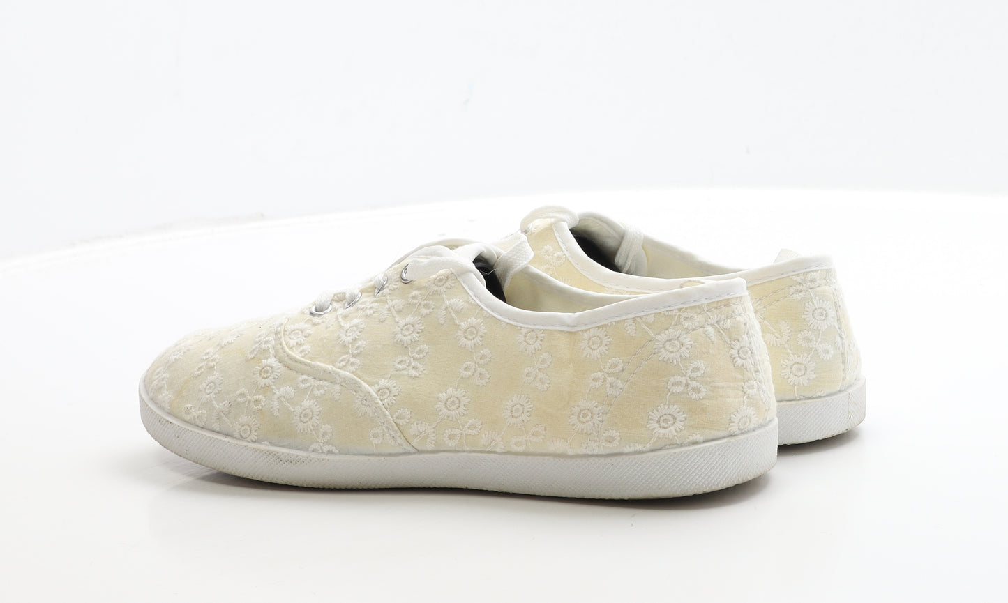 Primark Womens Beige Floral Fabric Flat UK 7 40