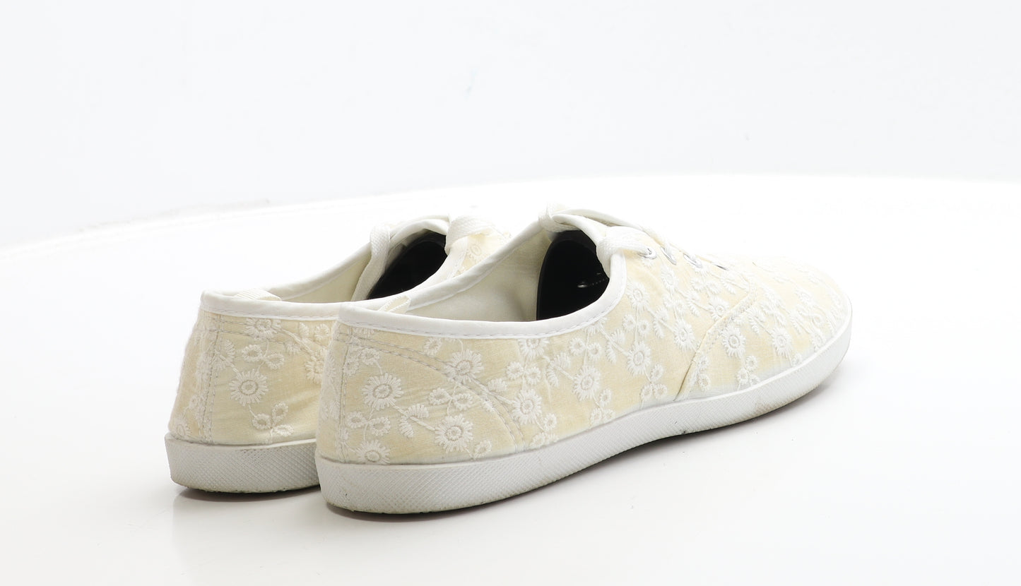 Primark Womens Beige Floral Fabric Flat UK 7 40