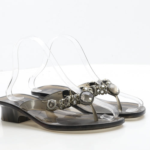 Preworn Womens Black Rubber Thong Sandal UK 8 41