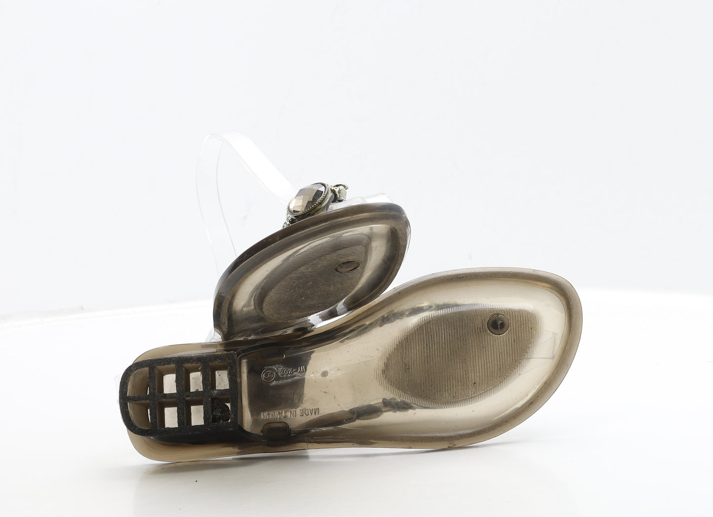 Preworn Womens Black Rubber Thong Sandal UK 8 41