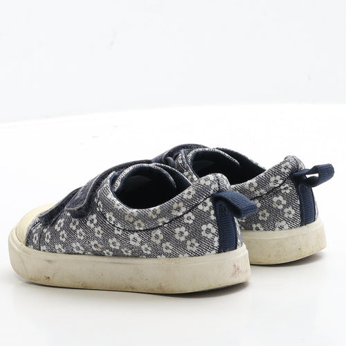 Clarks Girls Blue Floral Fabric Flat Casual UK 7
