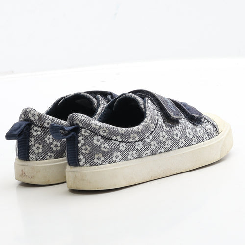 Clarks Girls Blue Floral Fabric Flat Casual UK 7