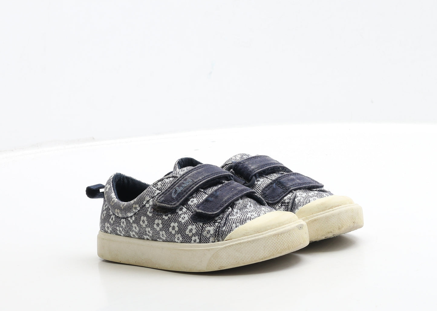 Clarks Girls Blue Floral Fabric Flat Casual UK 7