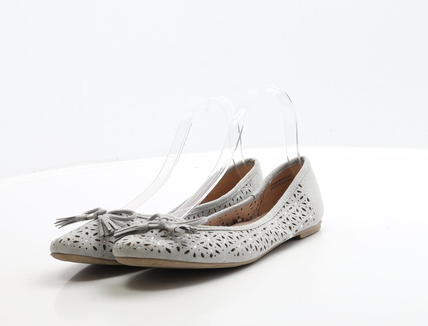 Tu Womens Grey Leather Ballet Flat UK 5 39