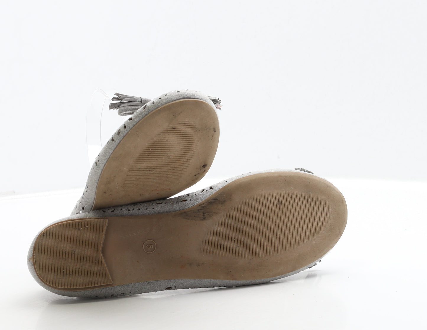 Tu Womens Grey Leather Ballet Flat UK 5 39