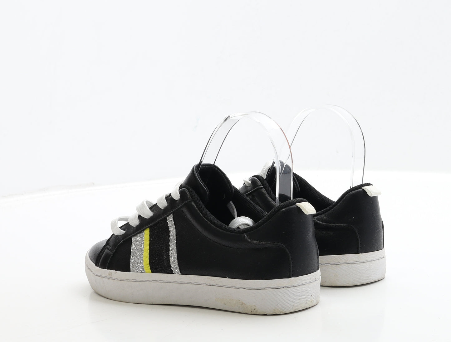 H&M Girls Black Striped Polyester Trainer UK 2 35