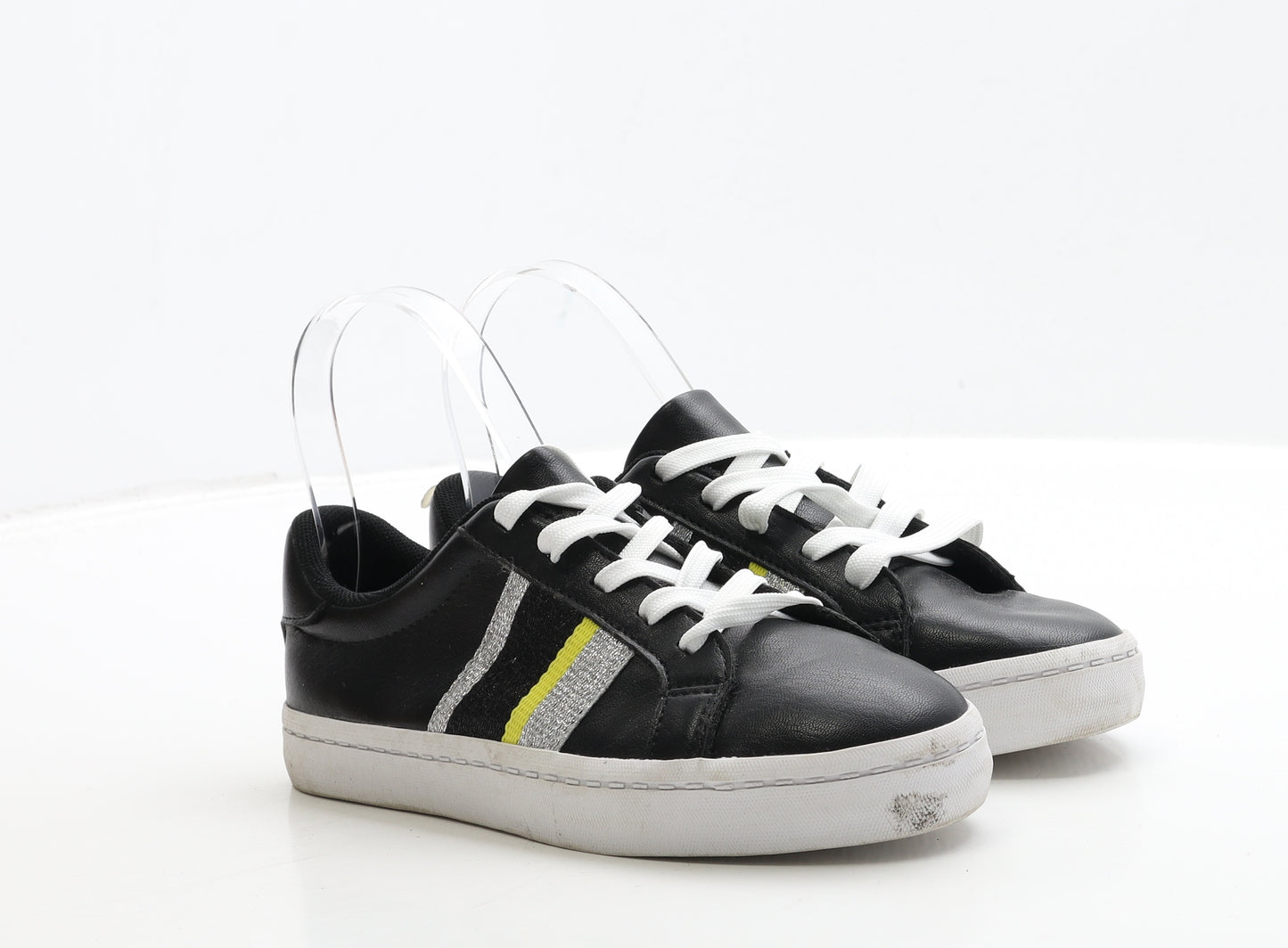 H&M Girls Black Striped Polyester Trainer UK 2 35