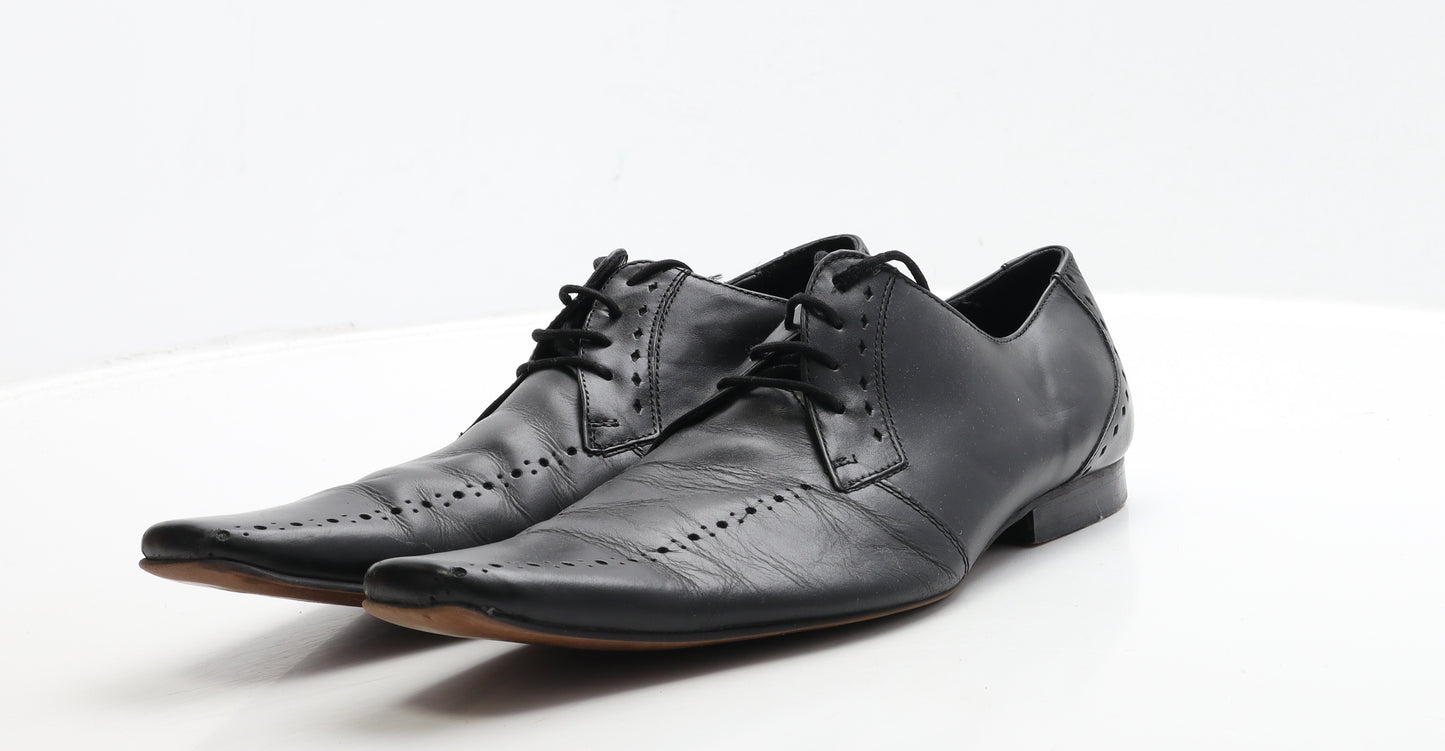 Linea Mens Black Leather Oxford Dress UK 9 43