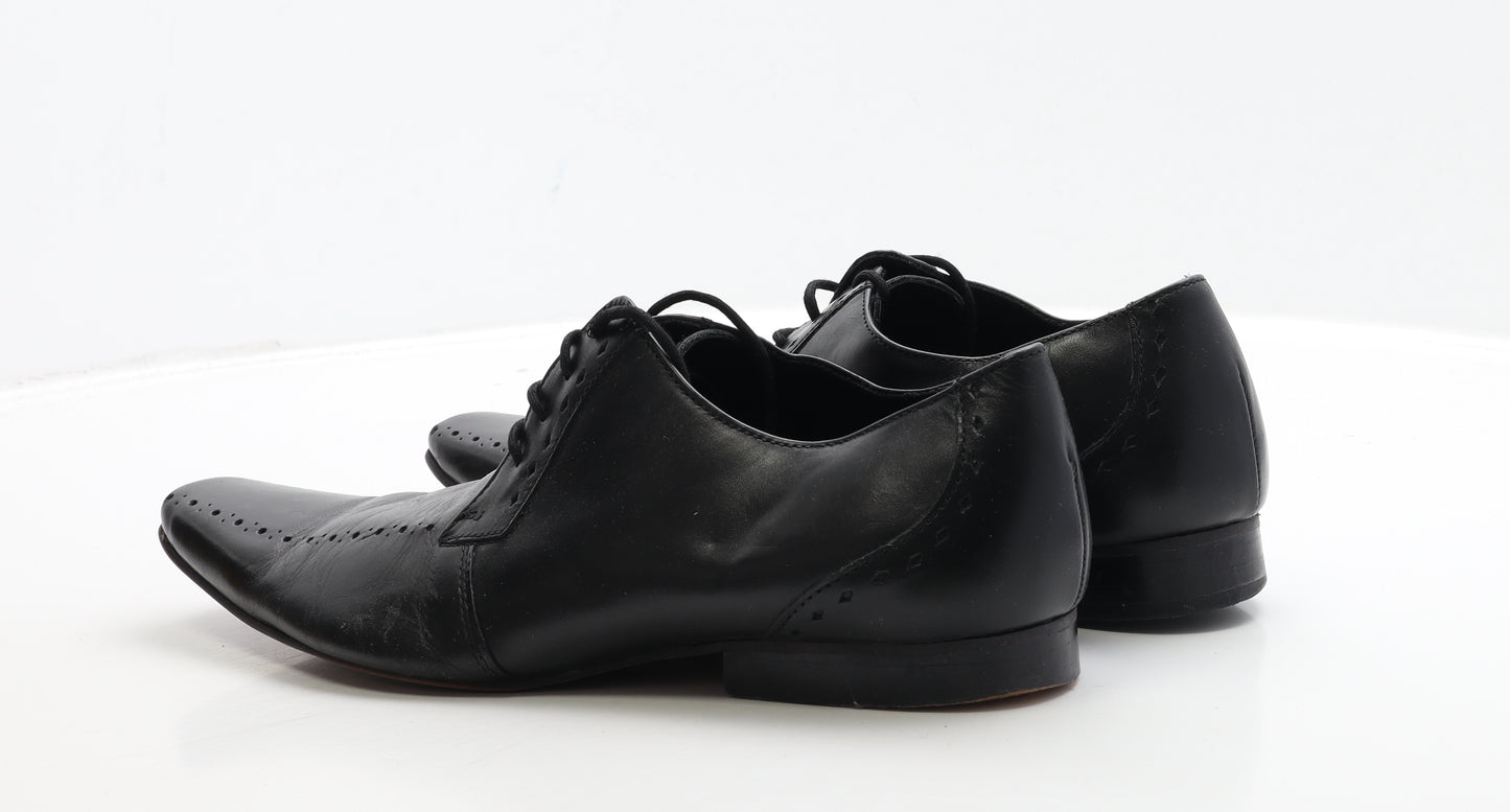 Linea Mens Black Leather Oxford Dress UK 9 43