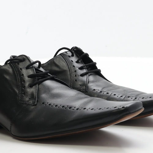 Linea Mens Black Leather Oxford Dress UK 9 43