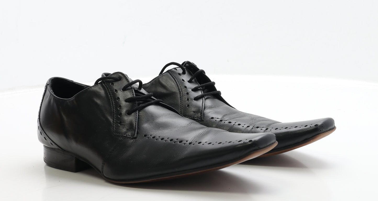 Linea Mens Black Leather Oxford Dress UK 9 43
