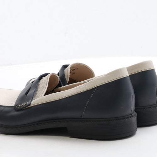 Hotter Womens Blue Leather Loafer Flat UK 7 40