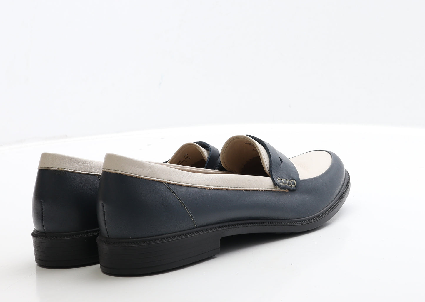 Hotter Womens Blue Leather Loafer Flat UK 7 40