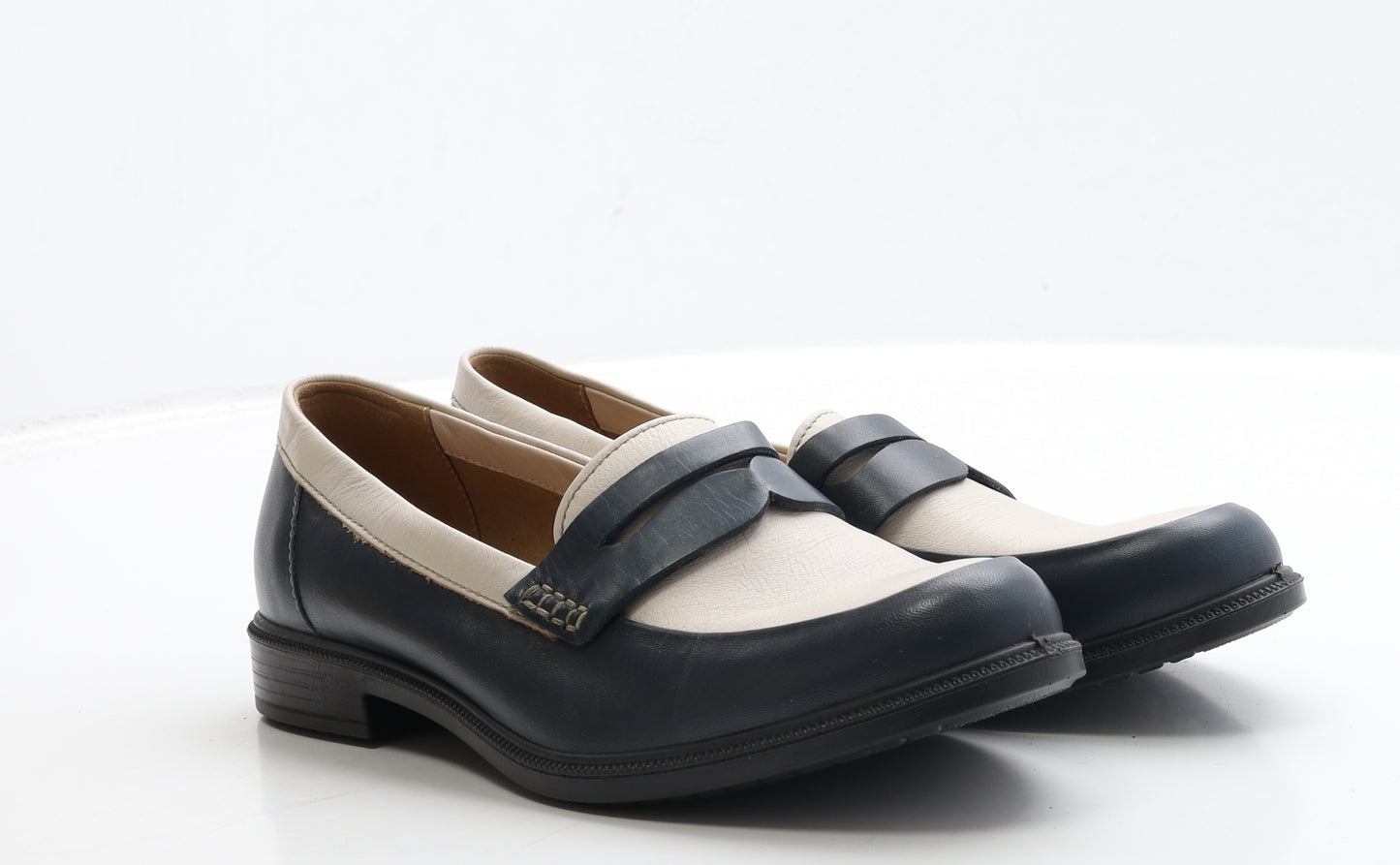 Hotter Womens Blue Leather Loafer Flat UK 7 40