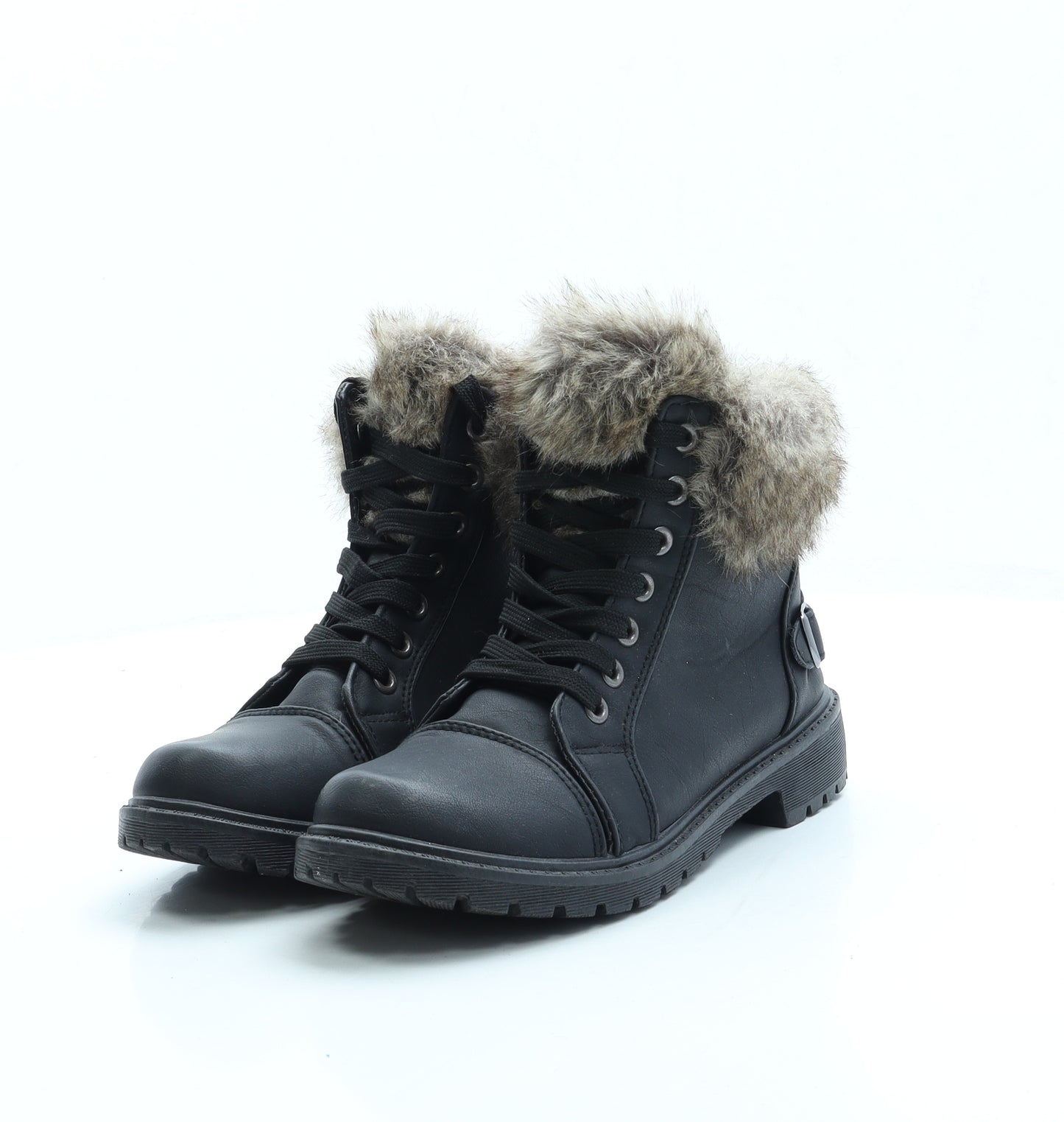 Preworn Mens Black Leather Bootie Boot UK 4 37