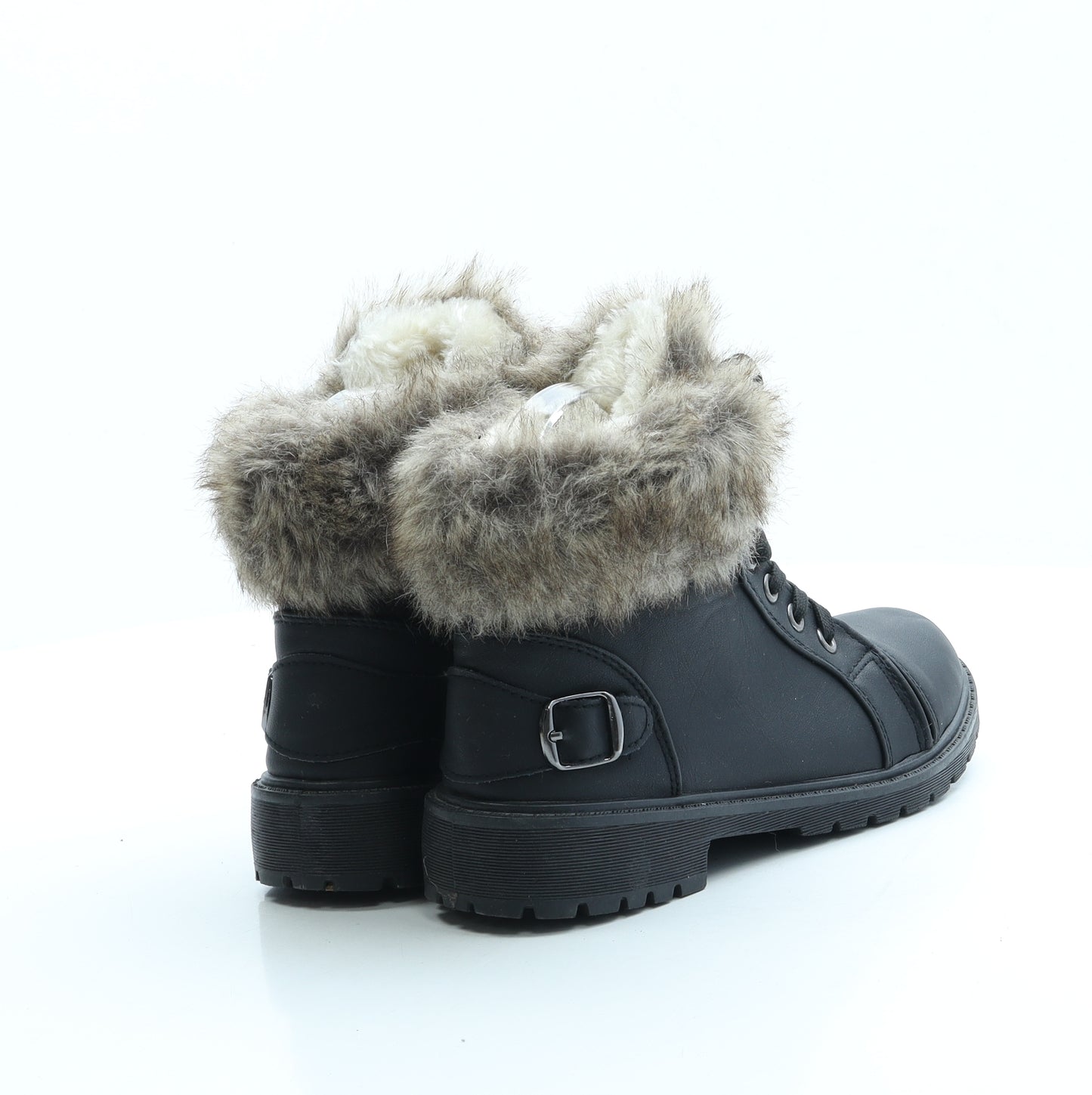 Preworn Mens Black Leather Bootie Boot UK 4 37