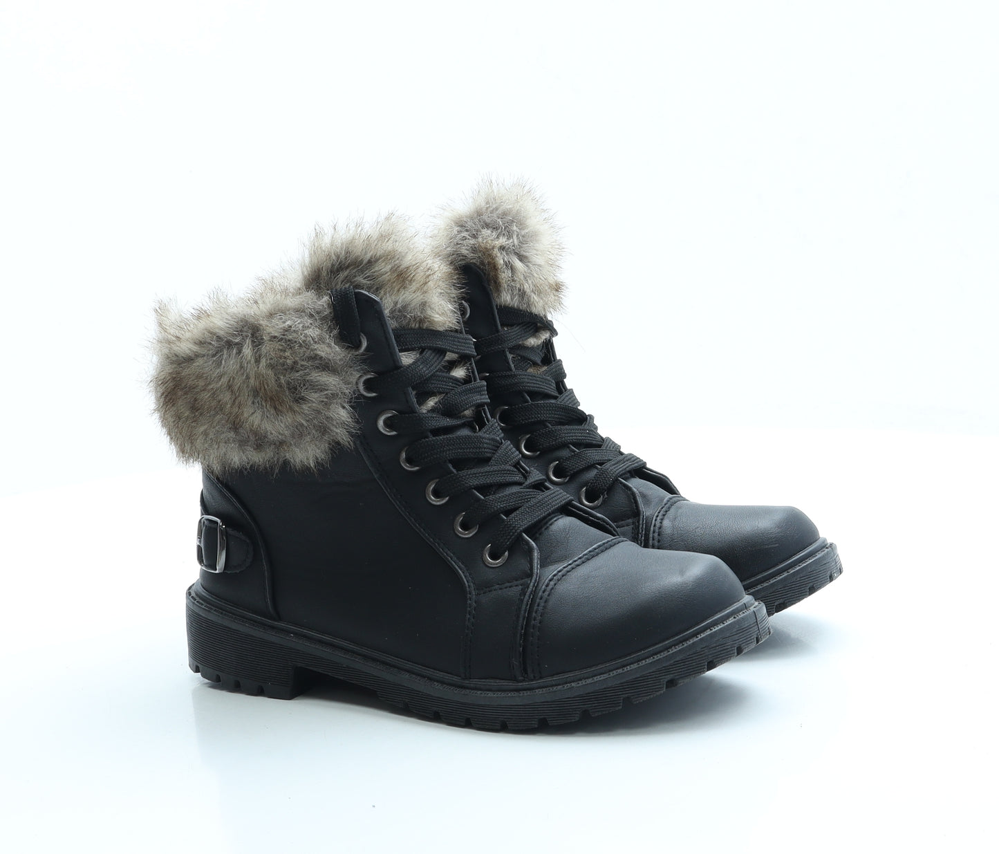 Preworn Mens Black Leather Bootie Boot UK 4 37