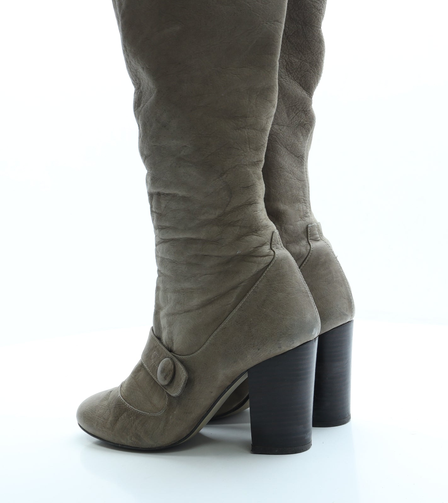 Preworn Womens Beige Leather Sock Boot UK 7 40