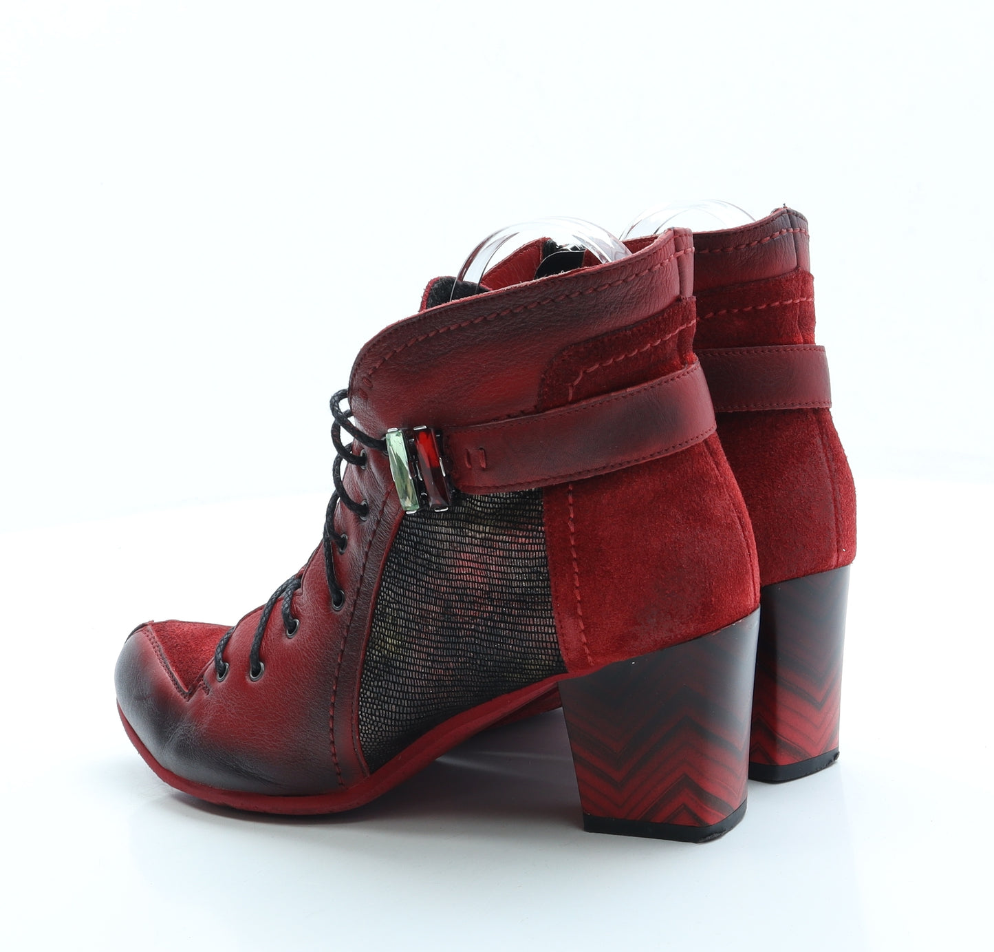 Preworn Womens Red Leather Bootie Boot UK 6 39