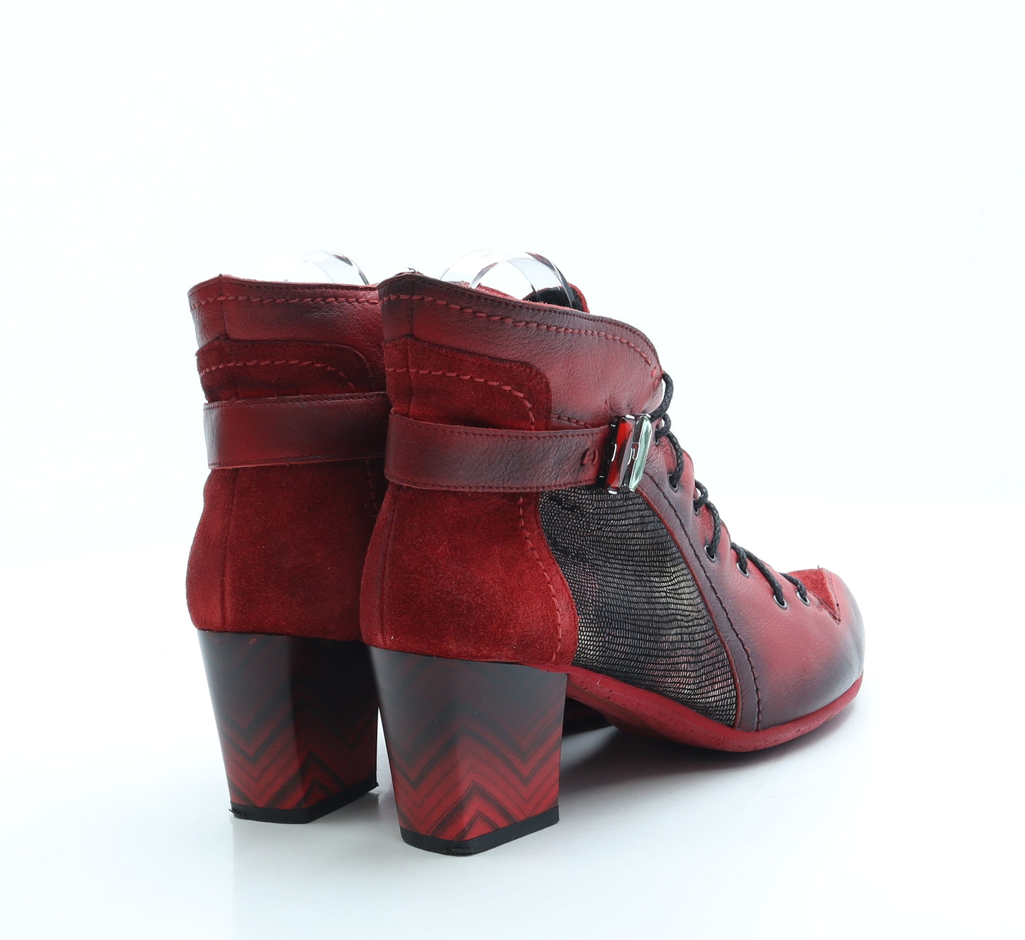 Preworn Womens Red Leather Bootie Boot UK 6 39