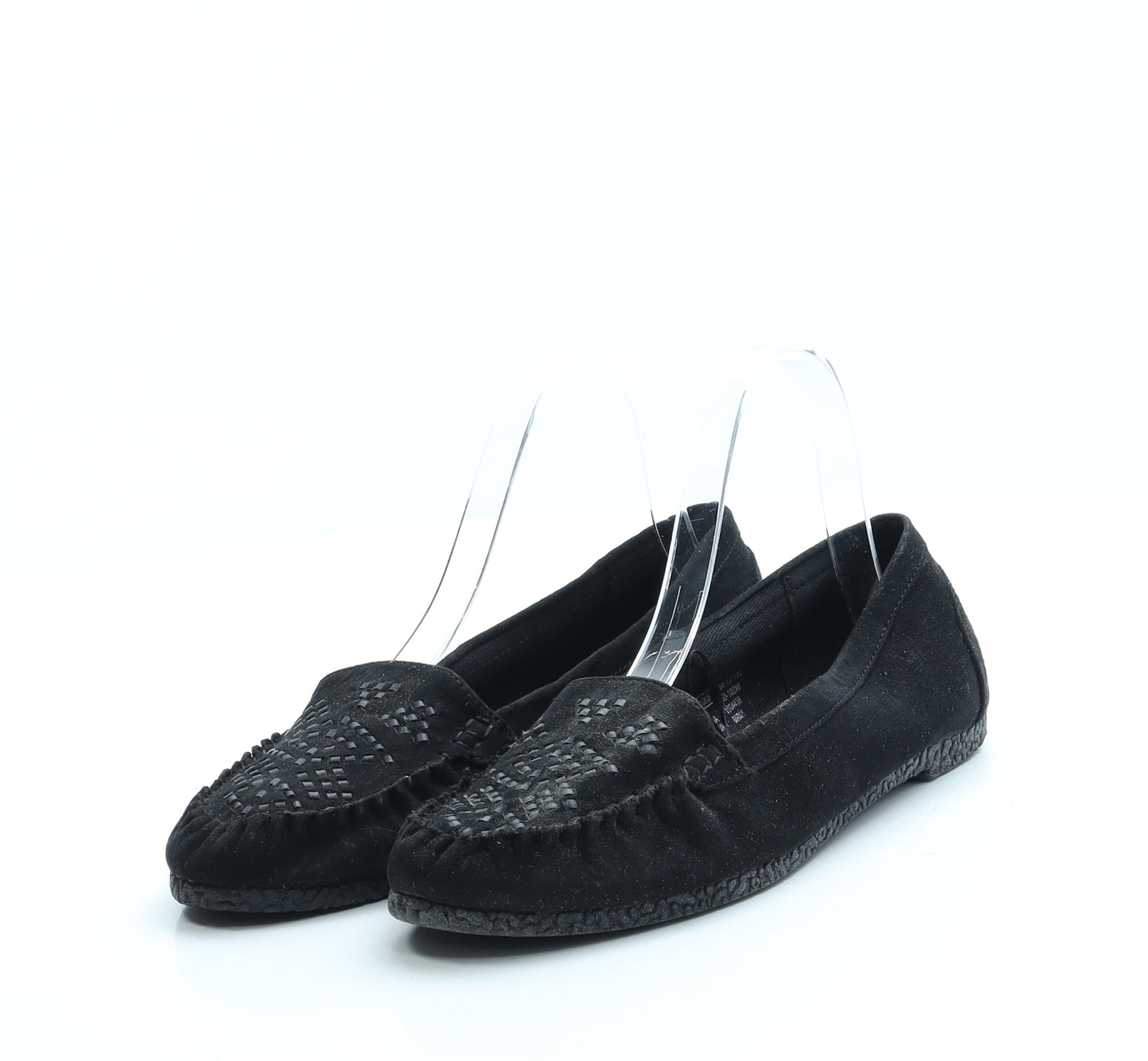 F&F Womens Black Polyester Slip On Flat UK 5 38