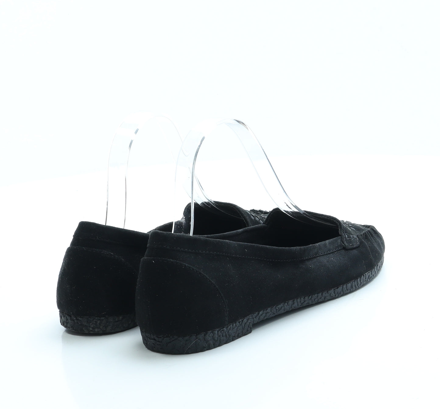 F&F Womens Black Polyester Slip On Flat UK 5 38