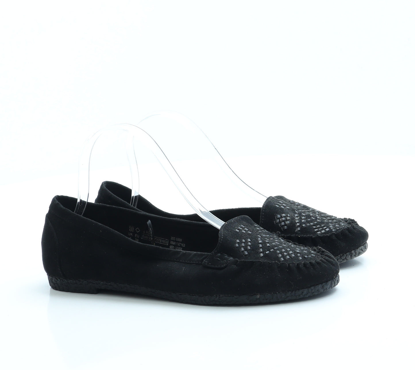 F&F Womens Black Polyester Slip On Flat UK 5 38