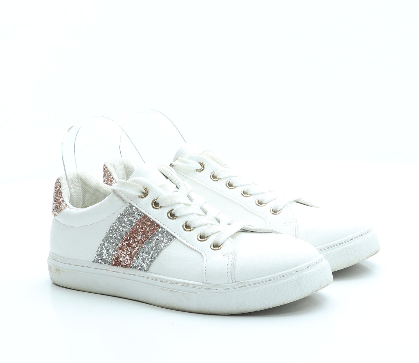 Studio Womens White Leather Trainer UK 6 39