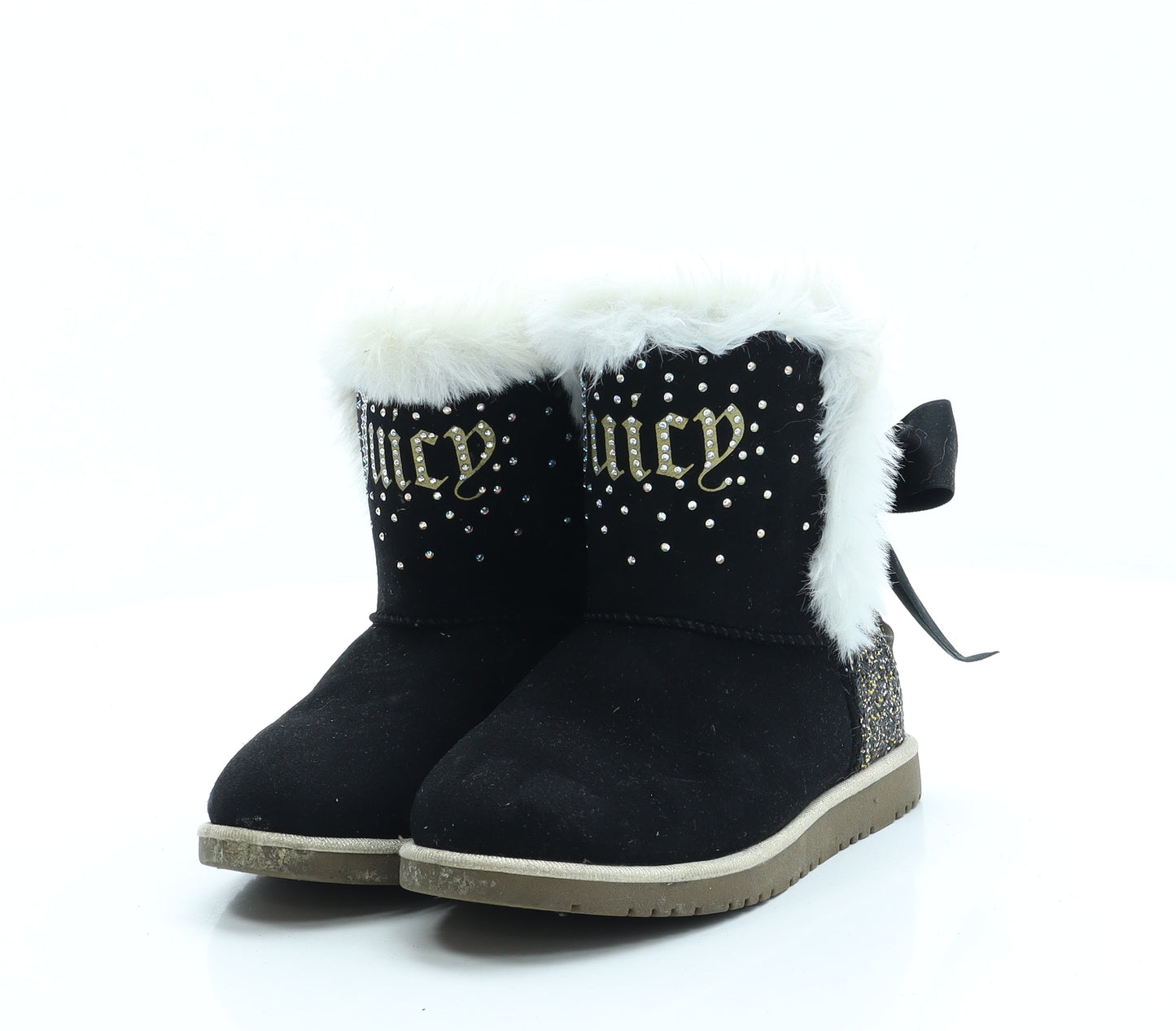 Juicy Couture Girls Black Suede Shearling Style Boot UK 13