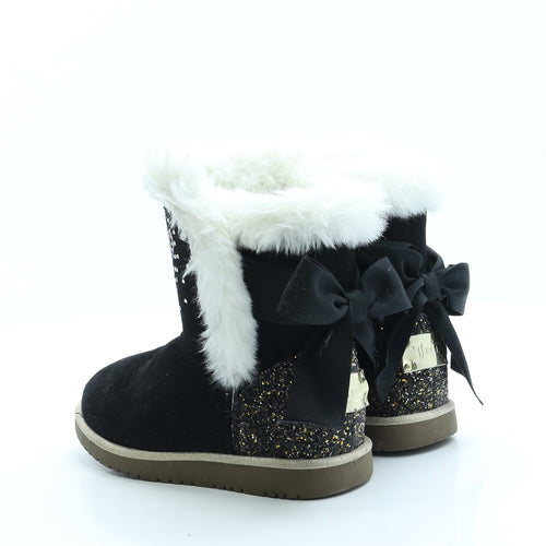 Juicy Couture Girls Black Suede Shearling Style Boot UK 13