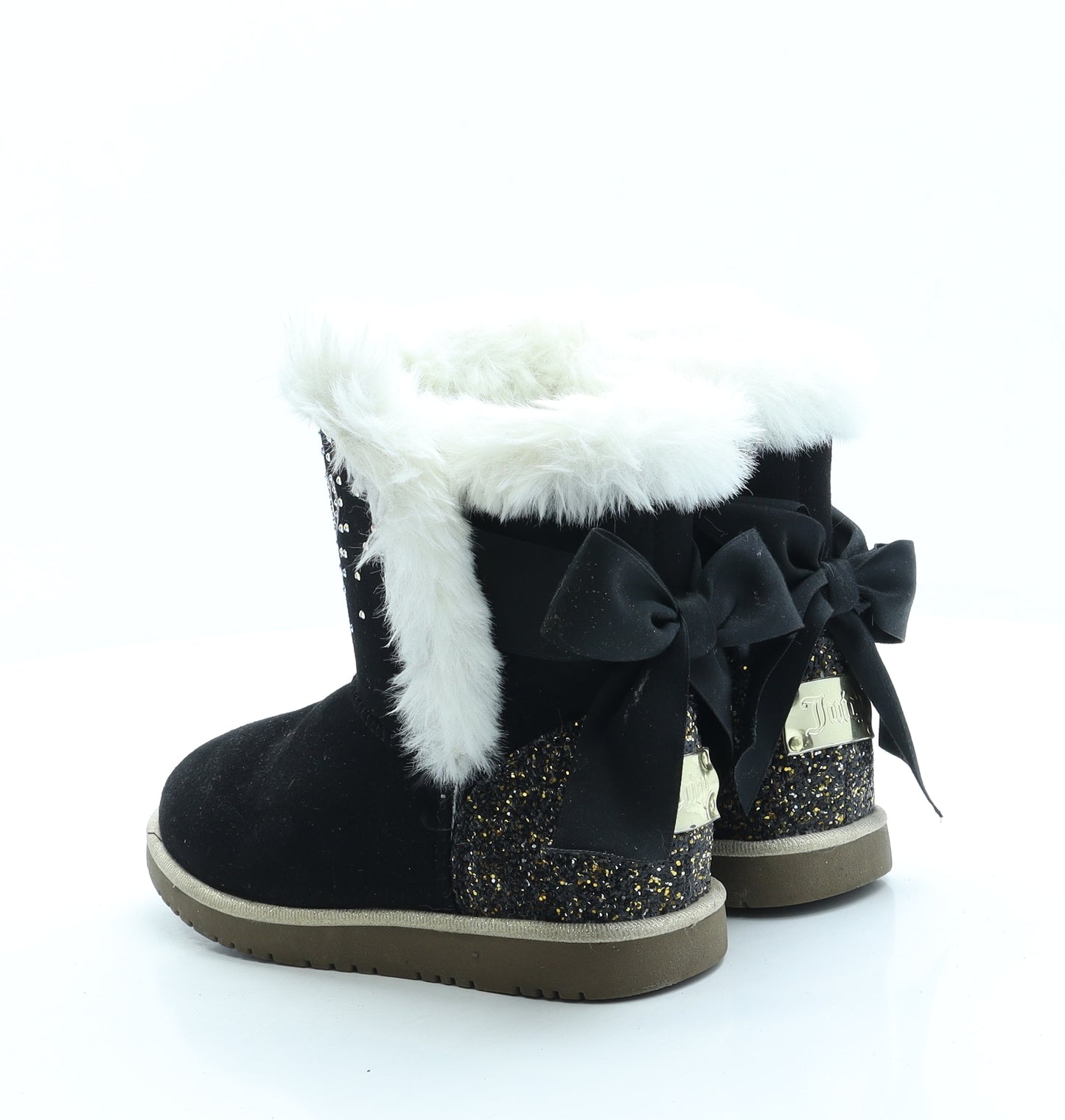 Juicy Couture Girls Black Suede Shearling Style Boot UK 13
