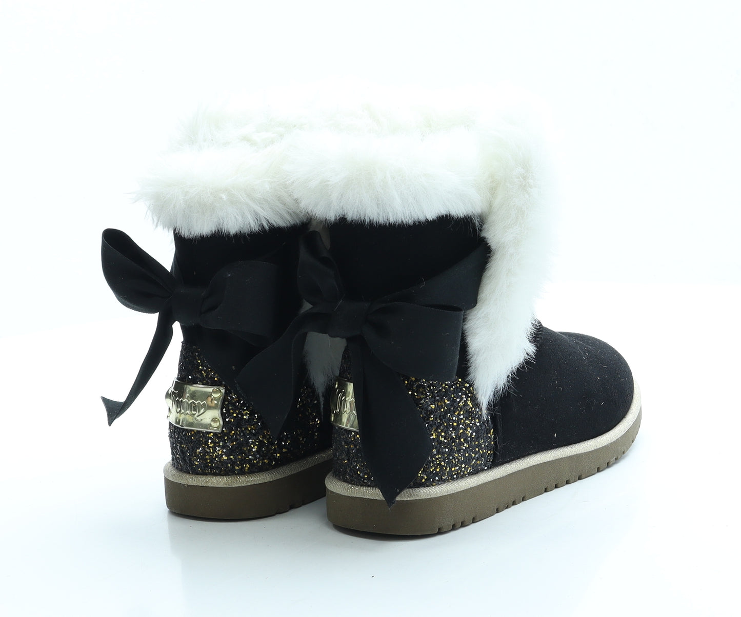 Juicy Couture Girls Black Suede Shearling Style Boot UK 13