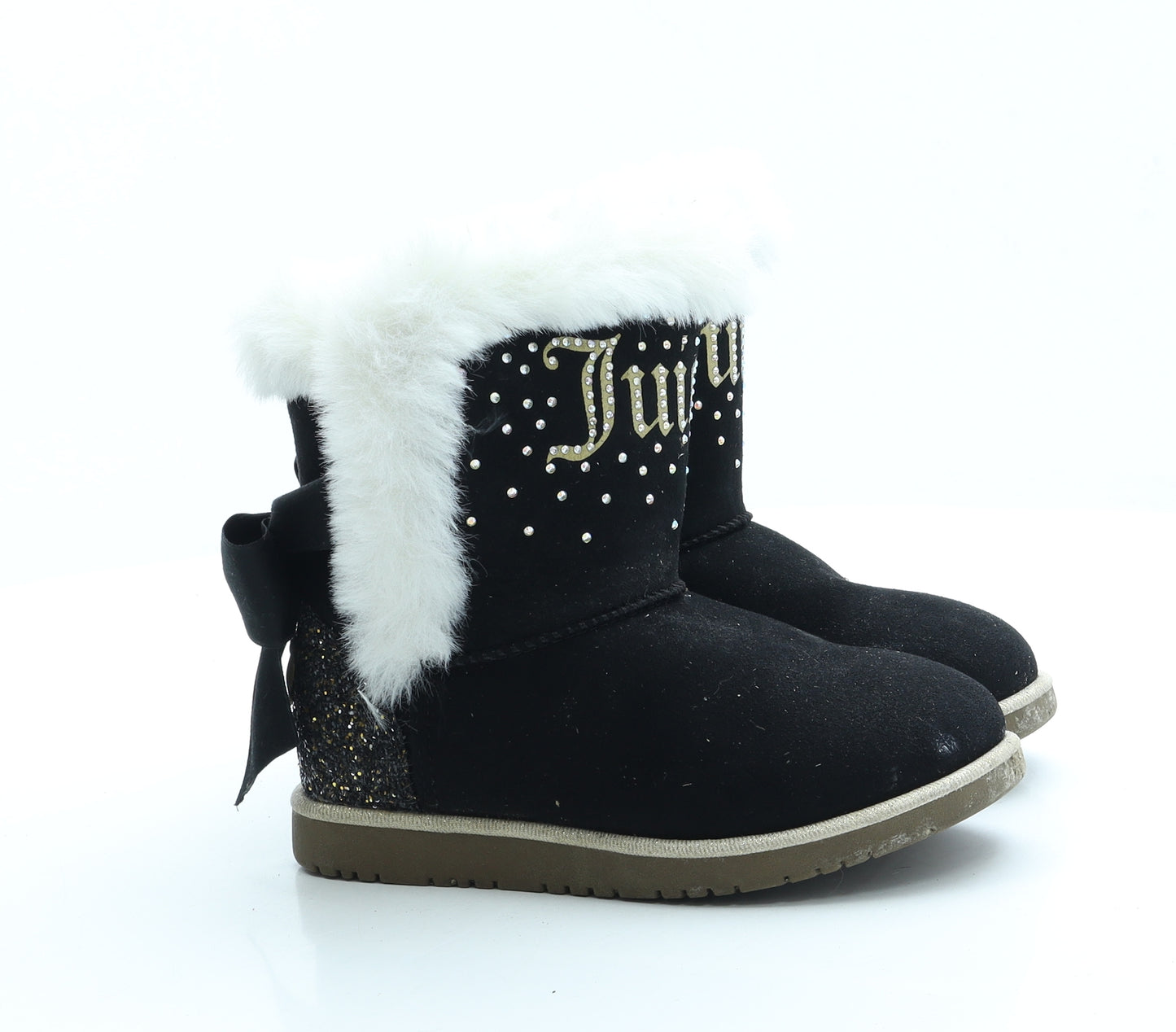 Juicy Couture Girls Black Suede Shearling Style Boot UK 13