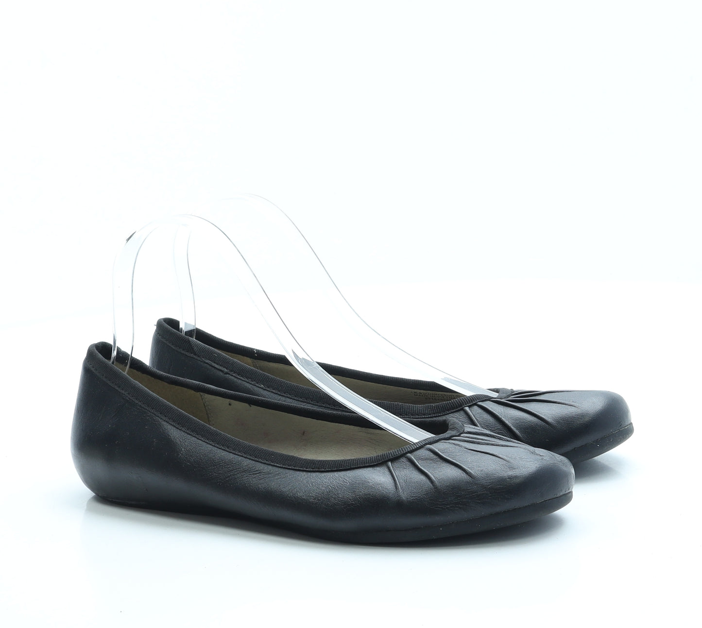 Clarks Womens Black Leather Slip On Flat UK 6.5