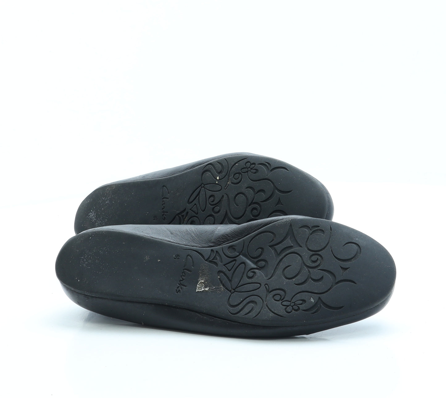 Clarks Womens Black Leather Slip On Flat UK 6.5