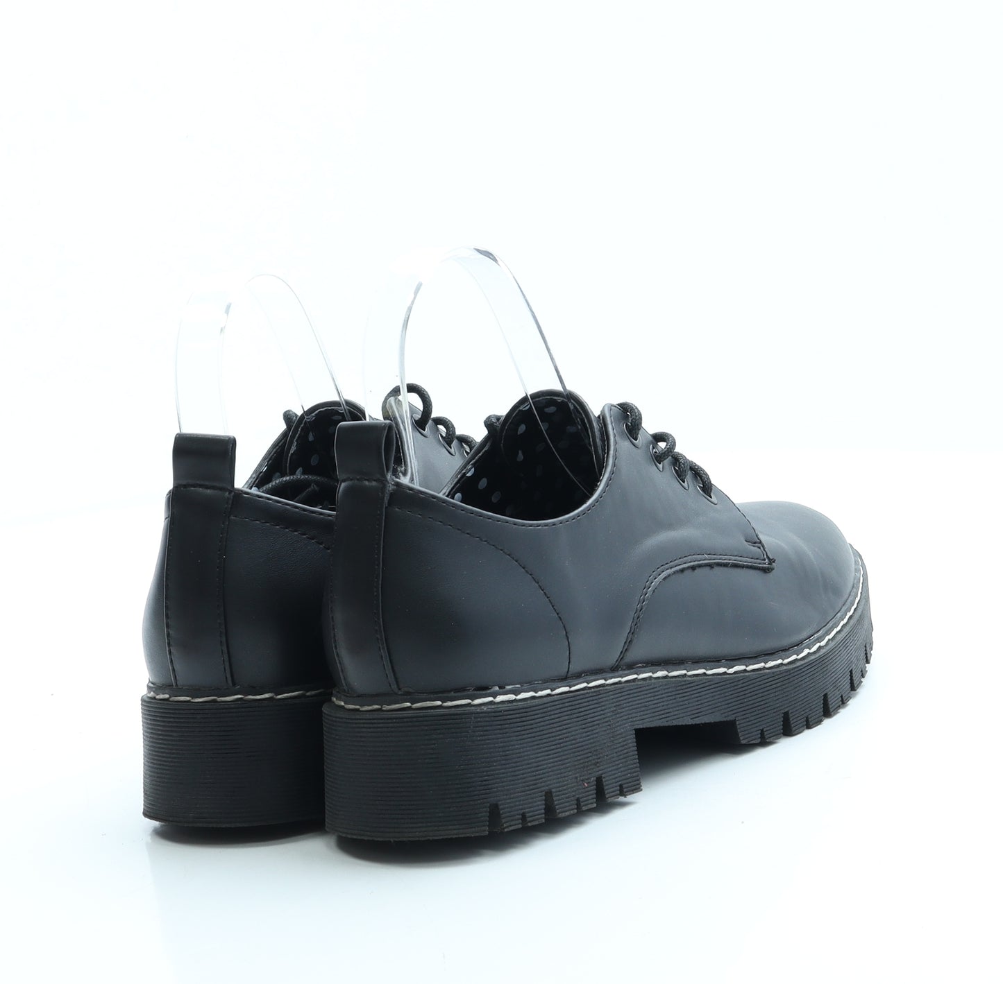 TU Womens Black Leather Boat Shoe Flat UK 5