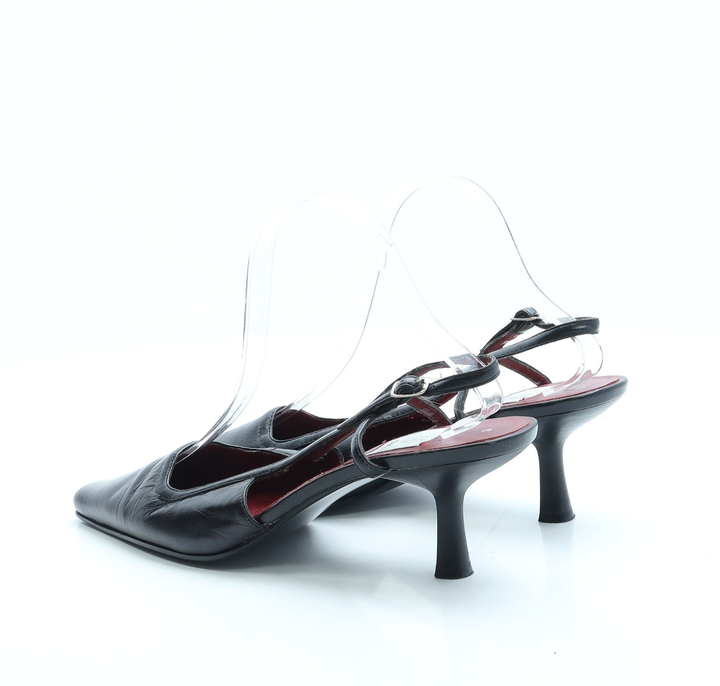 Saxone Womens Black Leather Slingback Heel UK 6