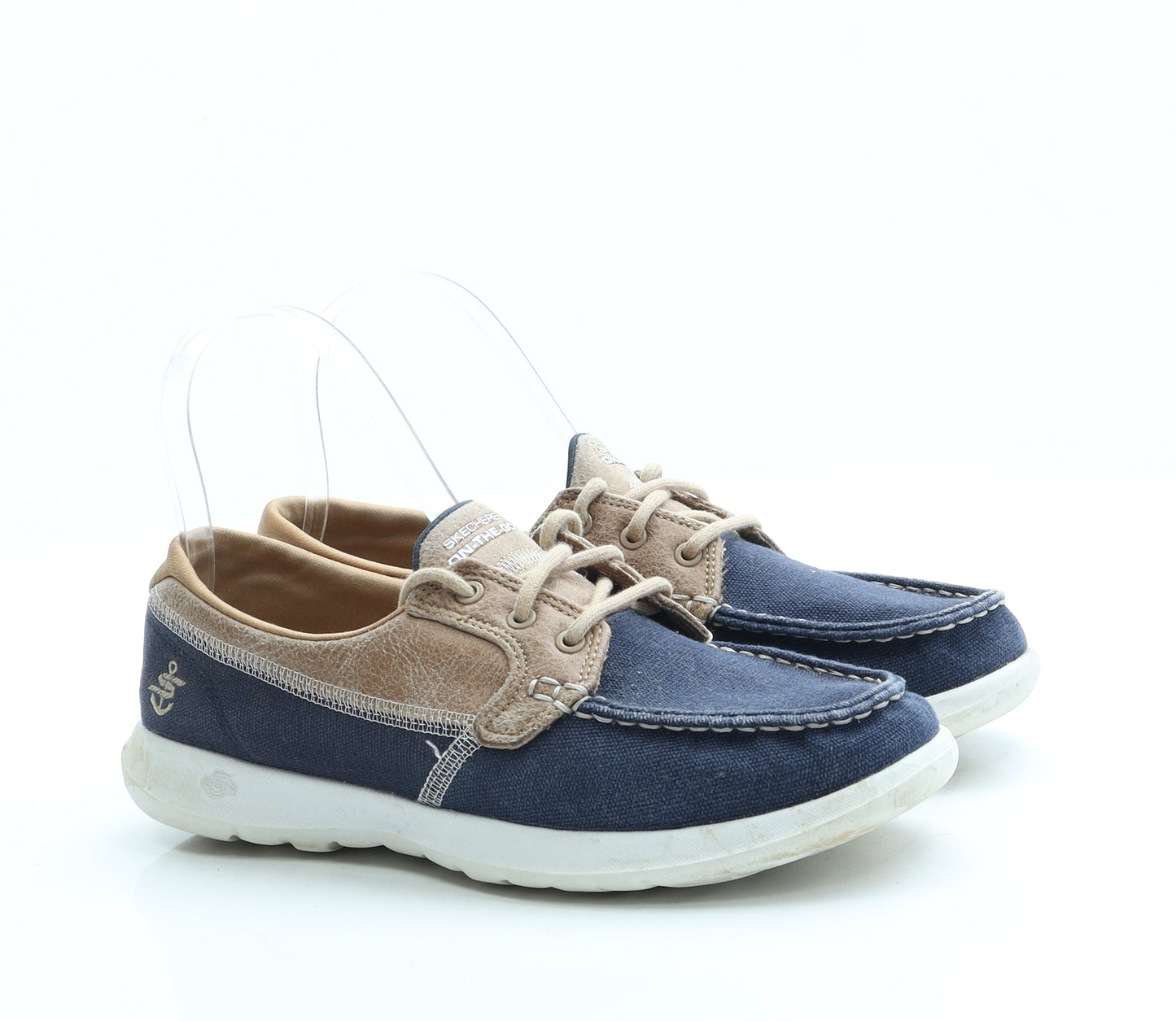 Skechers Womens Blue Polyester Boat Shoe Flat UK 4 37