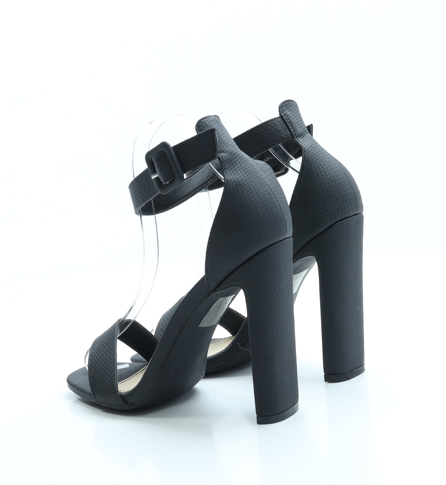 Schuh Womens Black Leather Strappy Heel UK 6 39
