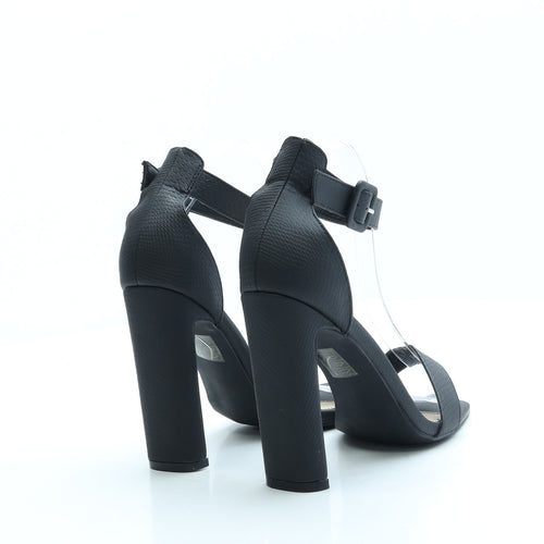 Schuh Womens Black Leather Strappy Heel UK 6 39
