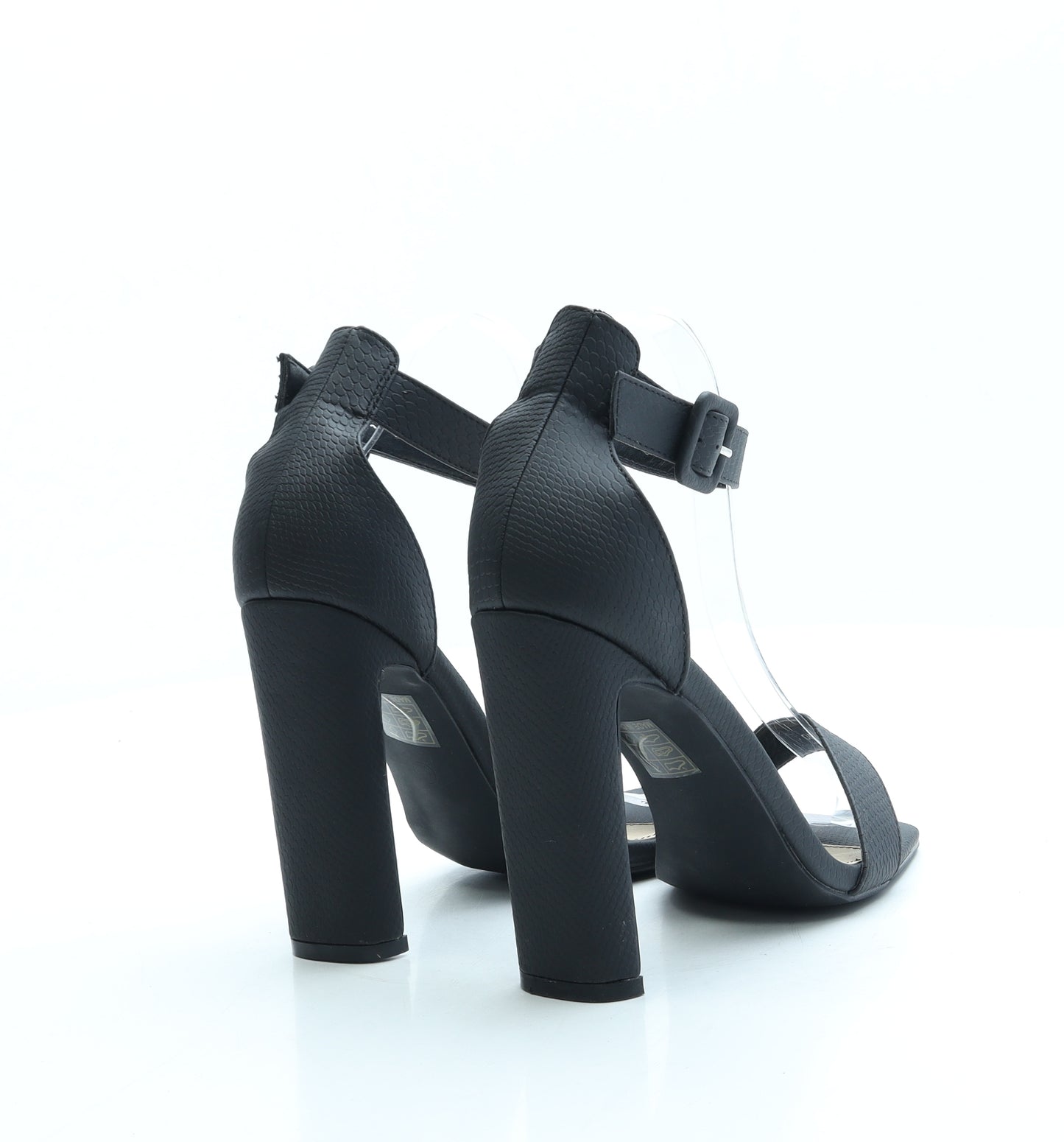 Schuh Womens Black Leather Strappy Heel UK 6 39