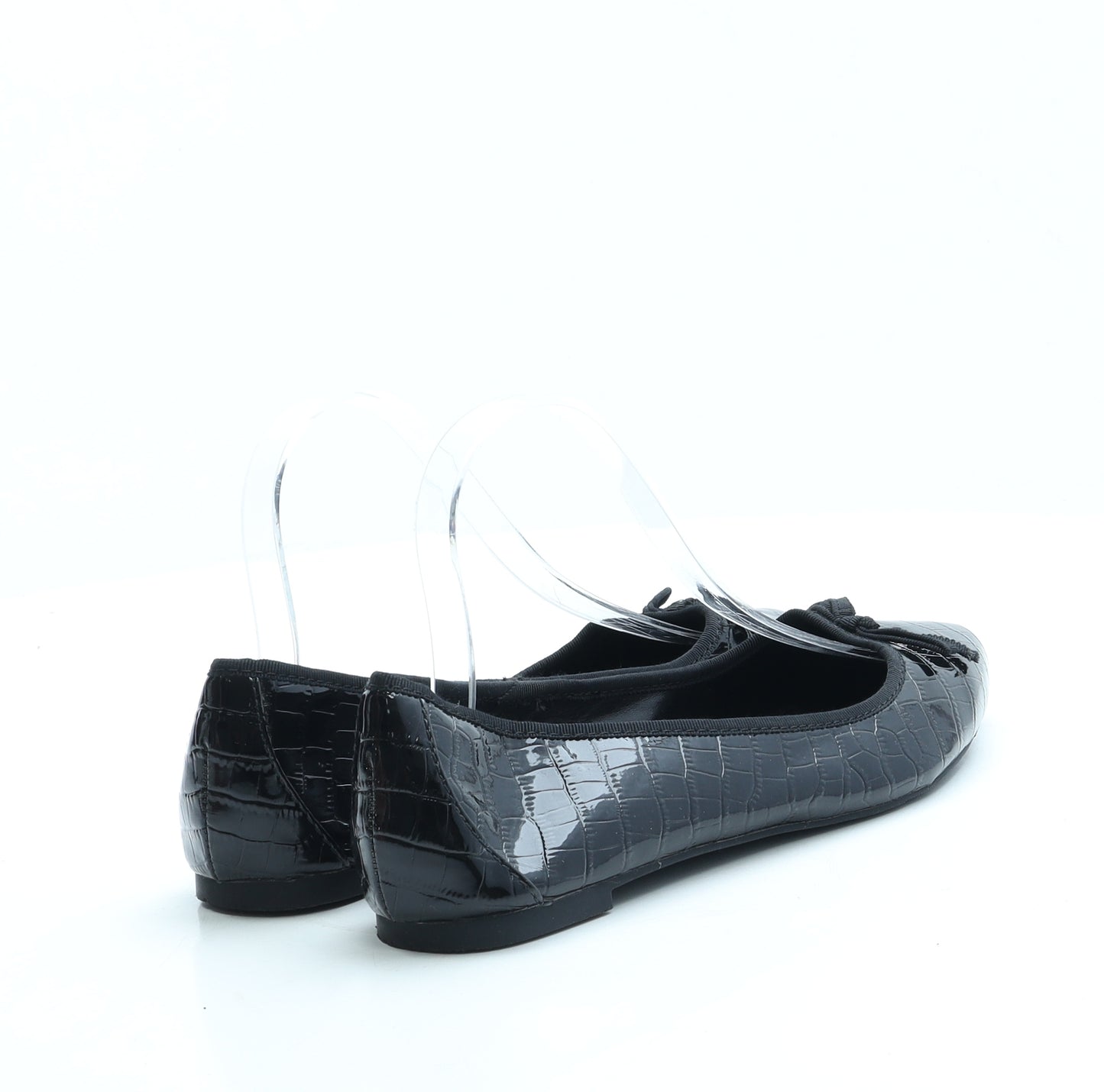 NEXT Womens Black Animal Print Leather Ballet Flat UK 6 39 - Croc Print